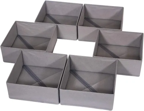 DIOMMELL Paquete de 6 cajas de almacenamiento de tela plegables para armario, aparador, cajón, cestas de tela, contenedores divisores para ropa,