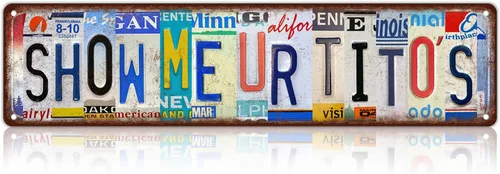 Letreros de metal vintage Show Me UR Titos Street Signs Man Cave Bar Decoración de pared 16 x 4 pulgadas Muéstrame UR Tito's