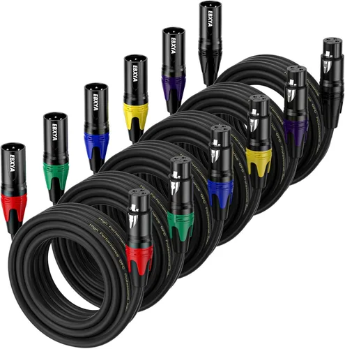 Miniatura 9 de EBXYA Cables XLR, paquete de 6 cables de micrófono XLR macho a hembra, cable de altavoz XLR equilibrado de 3 pines, cable de micrófono multicolor