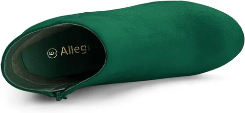 Miniatura 4 de Allegra K Botines de tacón grueso con cremallera lateral y punta redonda para mujer