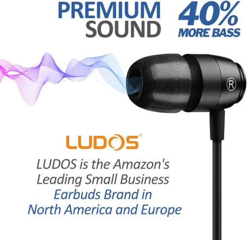 Miniatura 7 de LUDOS Clamor 2 PRO - Auriculares intrauditivos con cable, auriculares con micrófono, auriculares con aislamiento de ruido, espuma viscoelástica
