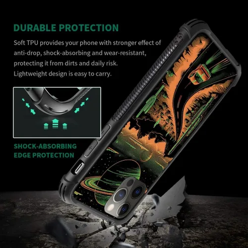 Miniatura 6 de CARLOCA Funda compatible con iPhone 11 Pro Max, patrón de carretera del desierto naranja alienígena, ultra protección, a prueba de golpes