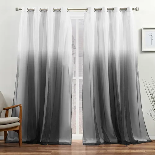 Exclusive Home - Crescendo - Paneles de cortinas opacas con ojales en la parte superior, 52 x 96 pulgadas, color negro, juego de 2