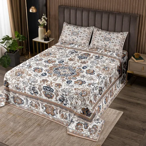 Miniatura 19 de Erosebridal Juego de ropa de cama oriental tamaño King, vintage, juego de colcha Art Deco de terracota, juego de edredón estético hippie