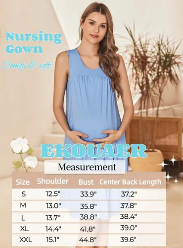 Miniatura 6 de Ekouaer - Camisón de maternidad para mujer (tallas S-XXL)
