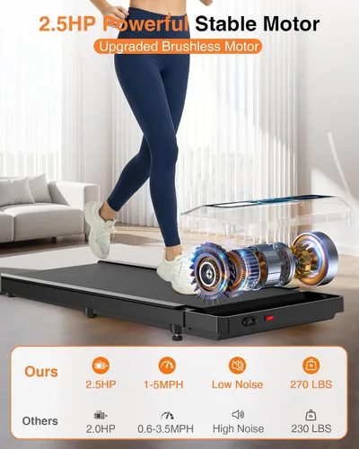 Miniatura 4 de HCOIW Walking with Incline Pad and Handle Bar, 3 in 1 Mini Walking Machine, 2.5HP Low Noise Treadmill for Home with Remote Control, Treadmill with