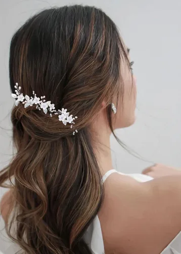 Miniatura 6 de Accesorios para el cabello para mujer, juego de horquillas de boda, joyería para mujer, flor plateada, pinzas de perlas, novias, tocados, damas