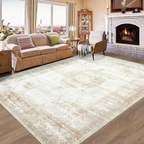 Miniatura 21 de Aoyaomi Alfombra de Área Vintage para Sala de Estar - 5x7 Grande Lavable a Máquina Boho Marroquí Desgastada Alfombras Estilo Granja para Dormitorio