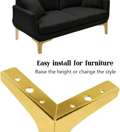 Miniatura 6 de Patas para muebles, patas de metal dorado de 6 pulgadas para muebles, patas de mesita de noche resistentes para mesa, armario, sofá, silla