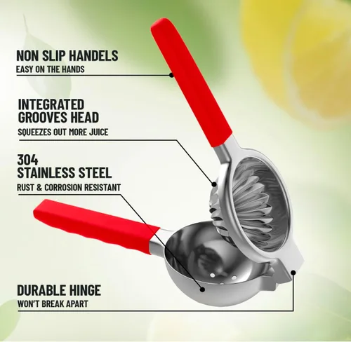 Miniatura 3 de TUISWO - Exprimidor de limón de acero inoxidable, exprimidor manual de cítricos, grande, exprimidor de lima de metal, extractor de jugo de naranja