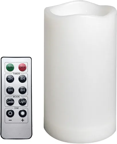 Paquete de 1 vela de pilar sin llama para exteriores con control remoto y temporizador, impermeable, funciona con pilas, juego de velas LED