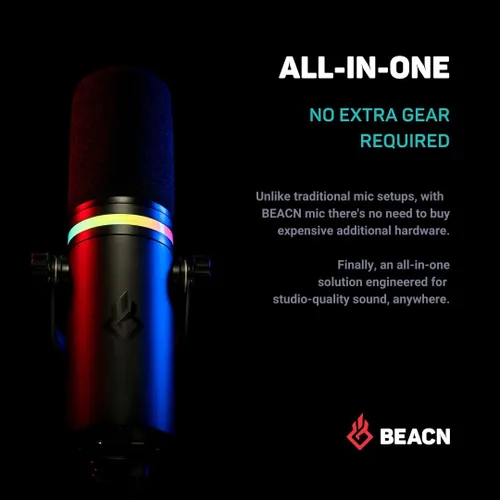 Miniatura 6 de BEACN Micrófono USB Dark Dynamic para PC - Micrófono Profesional para Podcast, Gaming, Streaming - Micrófono de Escritorio de Calidad de Estudio