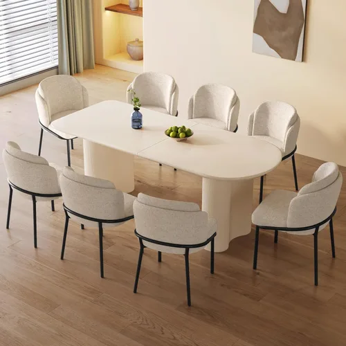 Miniatura 10 de Miuuod Mesa de comedor que ahorra espacio para apartamentos pequeños para 4-6 personas, muebles resistentes de mediados de siglo