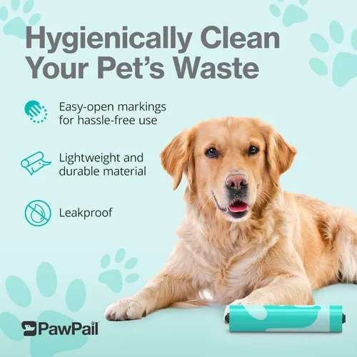 Miniatura 4 de PawPail Bolsas perfumadas para excrementos para perros, 1 rollo de 150 bolsas de basura XL para perros, aroma floral suave, a prueba de fugas