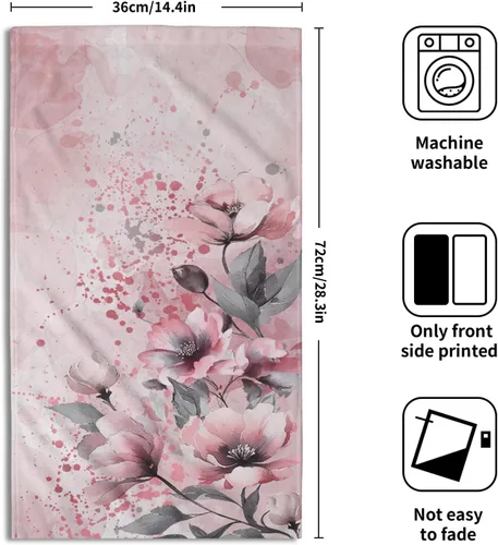 Miniatura 2 de Giwawa Juego de 2 toallas de mano con diseño floral de cerezo, suaves y absorbentes, para baño, cocina, hotel, spa, decoración Flor de cerezo rosa