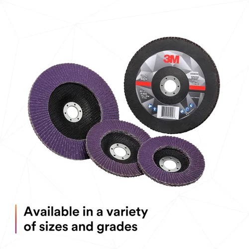 Miniatura 13 de 3M Disco de Solapa 769F, Tipo 27, 80+, 4-1/2 in x 7/8 in, Abrasivo de Alto Rendimiento, Disco de Rectificado y Acabado de Grano Cerámico