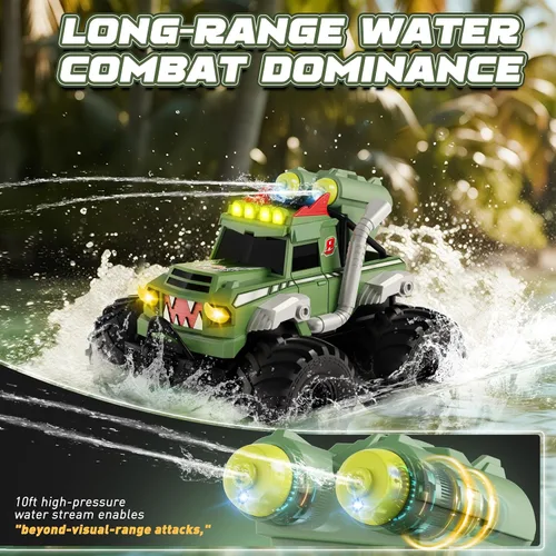 Miniatura 2 de Auto a Control Remoto, Juguetes de Camión Monstruo Impermeable Autos RC para Niños, 1:18 Anfibio 4WD Todo Terreno Fuera de Carretera Camiones