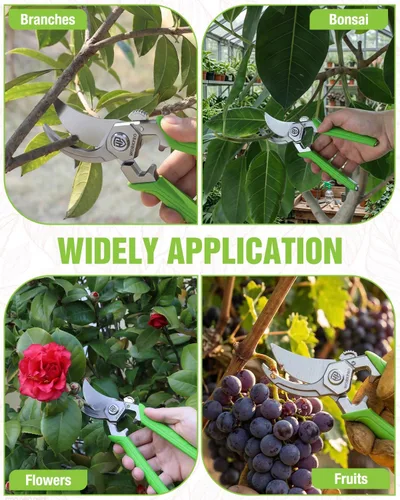 Miniatura 7 de WORKPRO Tijeras de podar de derivación de 8.5 pulgadas, tijeras de jardín profesionales con cuchillas de acero inoxidable forjado, capacidad