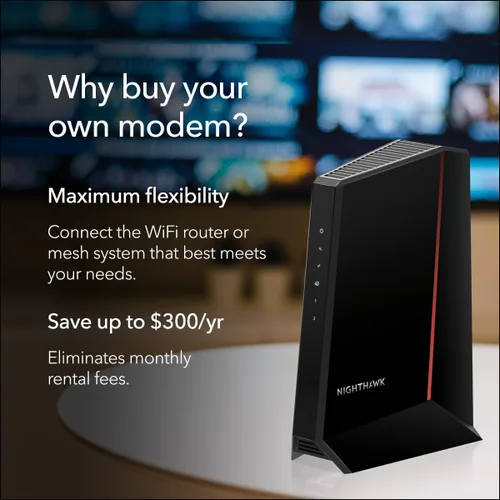 Miniatura 6 de NETGEAR Nighthawk DOCSIS 3.1 Módem de cable de división media/alta (CM2500) – Aprobado para las velocidades más rápidas de hoy y compatible