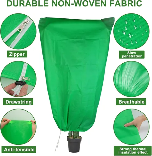 Miniatura 3 de SPORTYOUTH Paquete de 4 cubiertas para plantas, protección contra la congelación, mantas de invierno de 32 x 47.2 pulgadas con cordón de cremallera