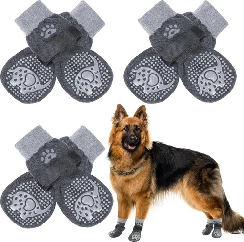 Miniatura 40 de SCENEREAL 6 piezas de calcetines antideslizantes para perros para prevenir lamido de patas para pavimento caliente/frío, calcetines de agarre