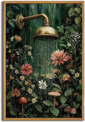Miniatura 13 de AtterrirArt Divertido arte de pared enmarcado para baño, 8 x 10 pulgadas, lindo pato en el inodoro, lectura de periódico, decoración de pared