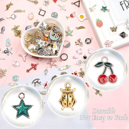 Miniatura 4 de SANNIX 500 dijes al por mayor al por mayor surtidos chapados en oro esmaltados pendientes para pulsera, collar, bricolaje, fabricación de joyas