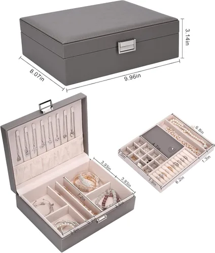 Miniatura 2 de Almacenamiento y organizador Joyero Caja de almacenamiento de joyería Caja de almacenamiento de joyas de viaje Organizador Casos contenedores