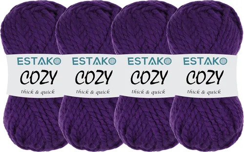 Miniatura 47 de Estako Cozy Thick & Quick Yarn - Hilo acogedor grueso y rápido, 20% lana, 80% acrílico, suave, súper voluminoso, peso #6, para tejer y hacer 50187