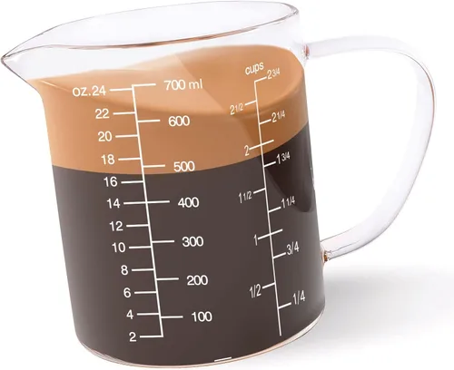 Miniatura 14 de Newness Taza medidora de vidrio con asa, 10.1 fl oz (0.3 litros, 1 1/4 taza) taza medidora con tres escalas (OZ, taza, ML/CC) y pico en forma de V