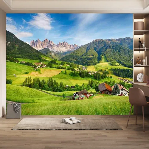 Miniatura 9 de Papel pintado de cascada de bosque, diseño cálido de plantas tropicales, papel tapiz Art Deco, para sala de estar, fondo de televisión, no se pega