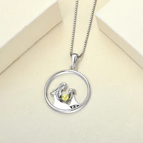 Miniatura 4 de YL Collar con colgante de corazón de plata de ley para madre e hijohija, regalo para mamás