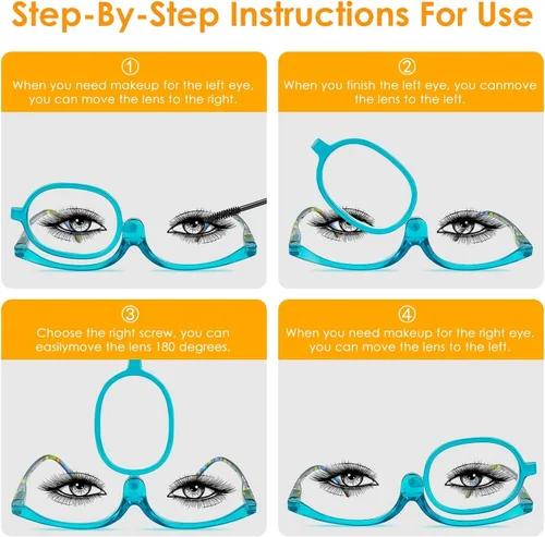 Miniatura 4 de 2 Pack Makeup Reading Glasses for Women Magnifying Flip Down Cosmetic Readers with Spring Hinge