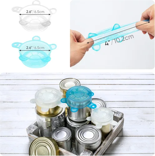 Miniatura 5 de Pequeñas tapas elásticas de silicona, 12 piezas de 2.6"/6.5cm, tapas de contenedor de silicona reutilizables sin desperdicio para tarros, cuencos