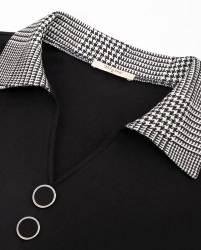 Miniatura 4 de Bebonnie Blusa casual de manga larga con cuello en V y solapa para mujer con botones