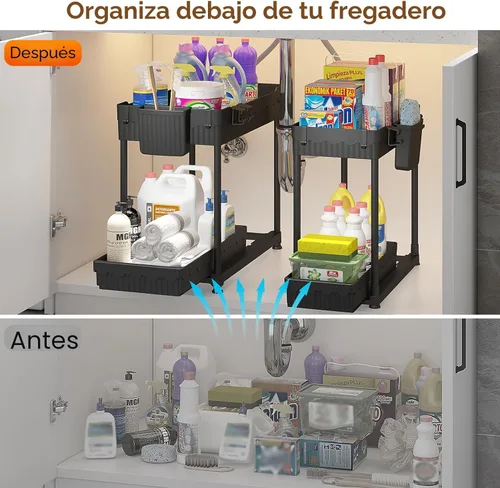 Miniatura 3 de Sevenblue Paquete de 4 organizadores para debajo del fregadero, organizadores de baño y almacenamiento, organizador de armario extraíble multiuso