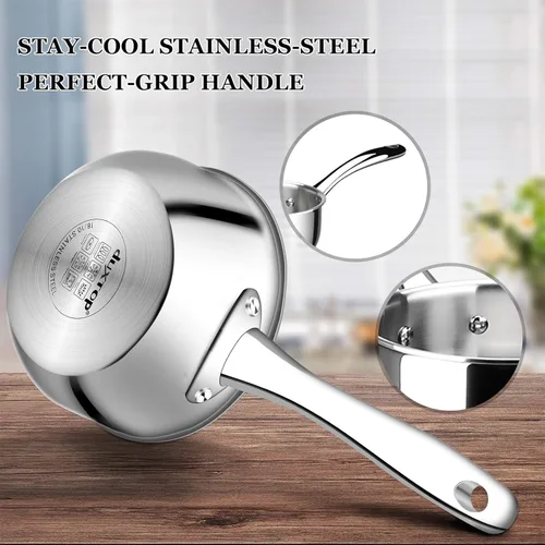 Miniatura 4 de Duxtop Cacerola Whole-Clad Tri-Capa de Acero Inoxidable con Tapa, 1.6 Cuartos, Utensilios de Cocina para Inducción