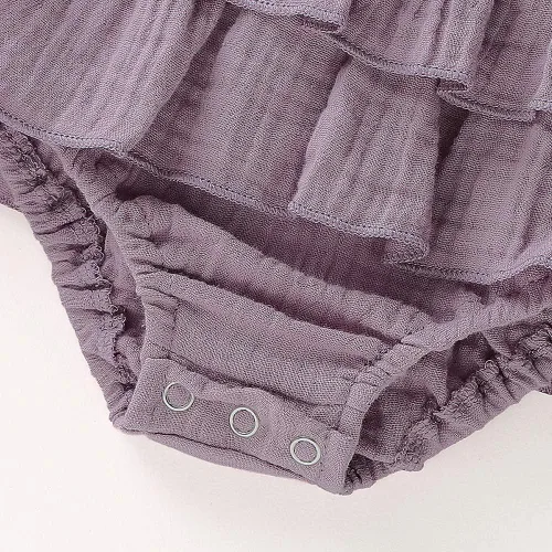 Miniatura 4 de Douhoow Mameluco de bebé niña mameluco con volantes de una sola pieza ropa de lino de algodón