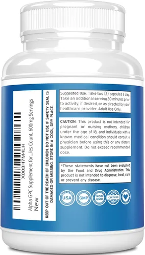 Miniatura 3 de Alpha GPC - Cápsulas de colina – 120 unidades, porciones de 600 mg