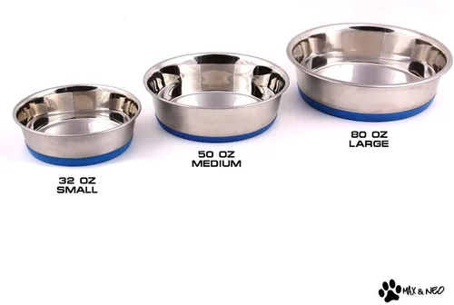 Miniatura 2 de Pack de cuencos para perros de acero inoxidable antideslizantes de Max and Neo