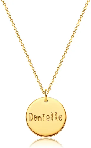 MEVECCO Collar con colgante de disco con nombre personalizado, chapado en oro de 18 quilates, con escritura personalizada, minimalista, collar de