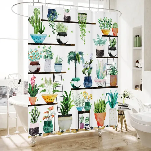 Miniatura 12 de Cortina de ducha bohemia, tela de poliéster repelente al agua con estampado floral bohemio para decoración de baño, 72 x 72 pulgadas
