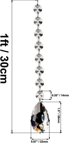 Miniatura 2 de Fushing cuentas de cristal en forma de gota, prismas colgantes, candelabro de techo de 1 pie, 10 unidades, Transparente, 38mm