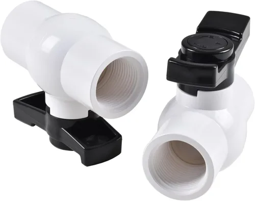 Miniatura 2 de Válvula de bola de PVC de 1 pulgada (paquete de 2), válvula de bola de cierre roscada (NPT) con mango fácil de girar y excelente, clasificado a 150