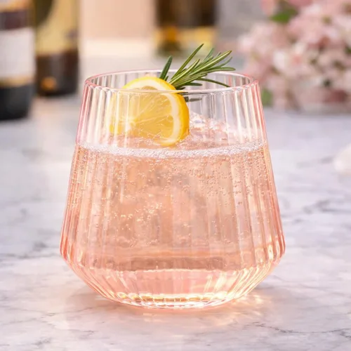 Miniatura 3 de 40 unidades de copas de vino, champán y whisky sin tallo irrompibles de plástico elegantes y duraderas de Origami Ripple, desechables para Rosa