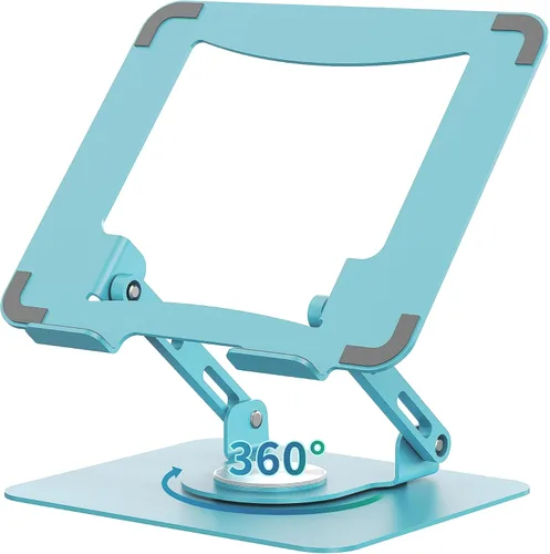 Miniatura 12 de SOUNDANCE Soporte para laptop con base giratoria de 360°, elevador ergonómico para computadora para escritorio, altura ajustable multiángulo, Gris