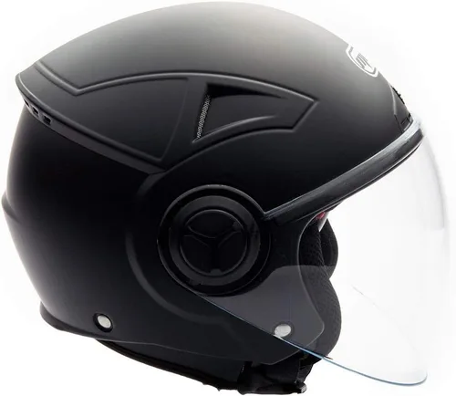 Miniatura 2 de Casco con cara descubierta para motocicleta Scooter, con visor DOT práctico que se puede levantar, M, Negro mate