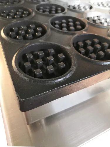 Miniatura 7 de INTBUYING Máquina eléctrica comercial para hacer gofres para tartas redondas, cuerpo de acero inoxidable con revestimiento antiadherente, máquina