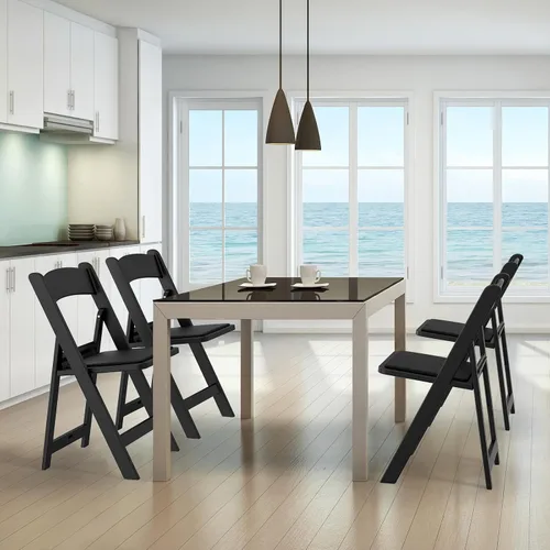Miniatura 2 de VINGLI Sillas plegables de resina con cojín, silla plegable de plástico con cómodos asientos acolchados, perfectas para fiestas y eventos en Negro