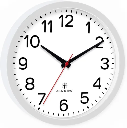 Miniatura 2 de AKCISOT Reloj de Pared Atómico de 10 Pulgadas Relojes Analógicos para Cocina Interior - Reloj Silencioso Operado con Batería para Dormitorio Oficina